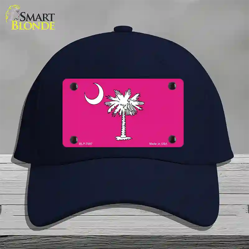 South Carolina Flag Pink Novelty License Plate Hat Cotton / Navy