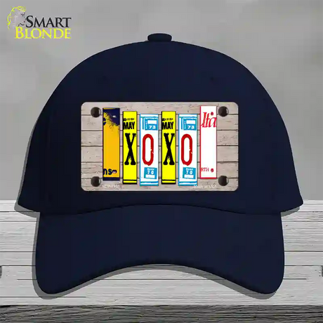 XOXO License Plate Art Novelty License Plate Hat Cotton / Navy