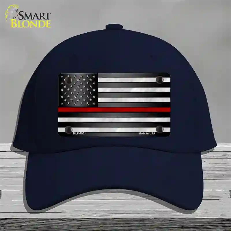 American Flag Thin Red Line Novelty License Plate Hat Cotton / Navy