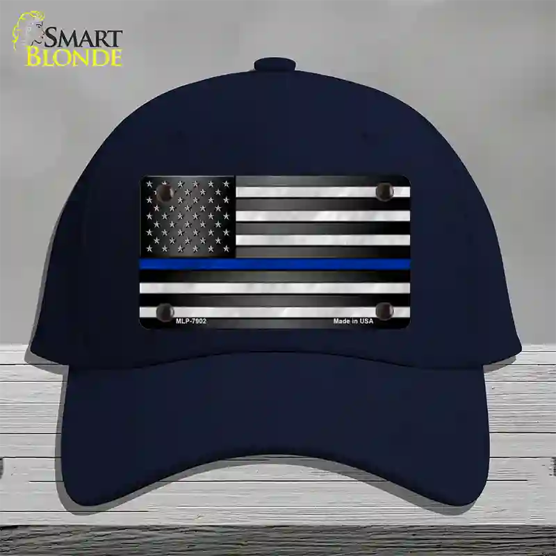 American Flag Thin Blue Line Novelty License Plate Hat Cotton / Navy