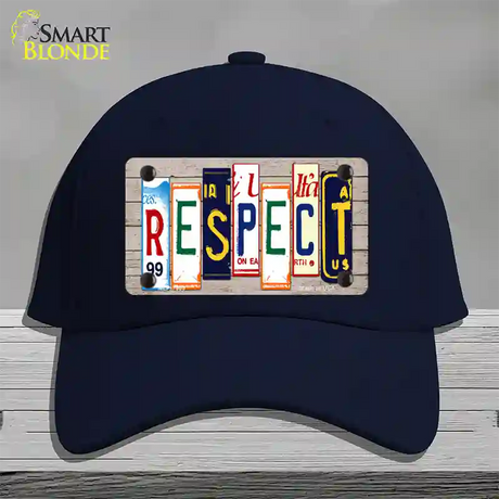 Respect Wood License Plate Art Novelty License Plate Hat Cotton / Navy