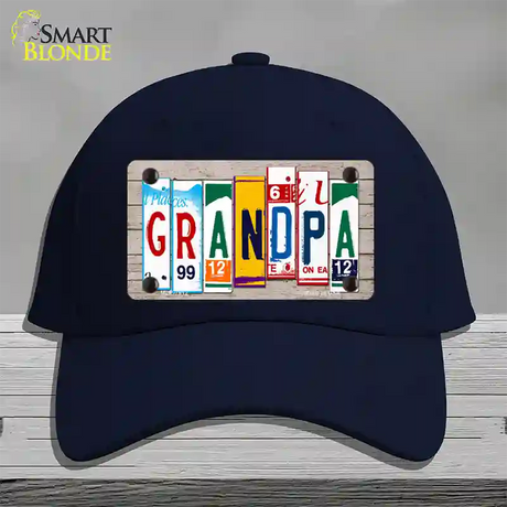 Grandpa Wood License Plate Art Novelty License Plate Hat Cotton / Navy