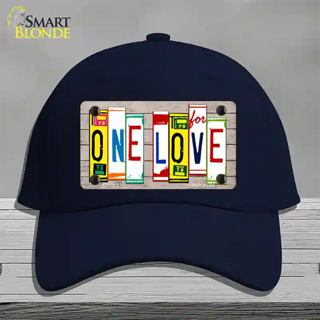 One Love Wood License Plate Art Novelty License Plate Hat Cotton / Navy