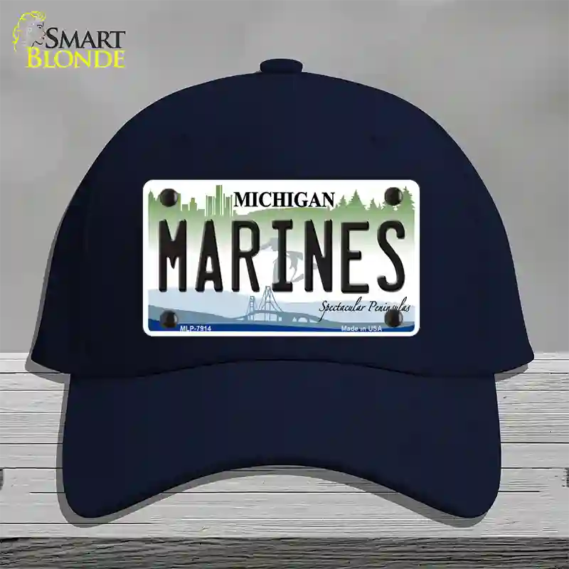 Marines Michigan Novelty License Plate Hat Cotton / Navy