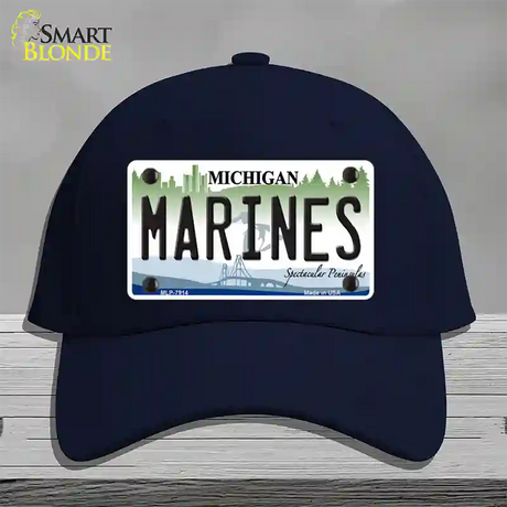 Marines Michigan Novelty License Plate Hat Cotton / Navy