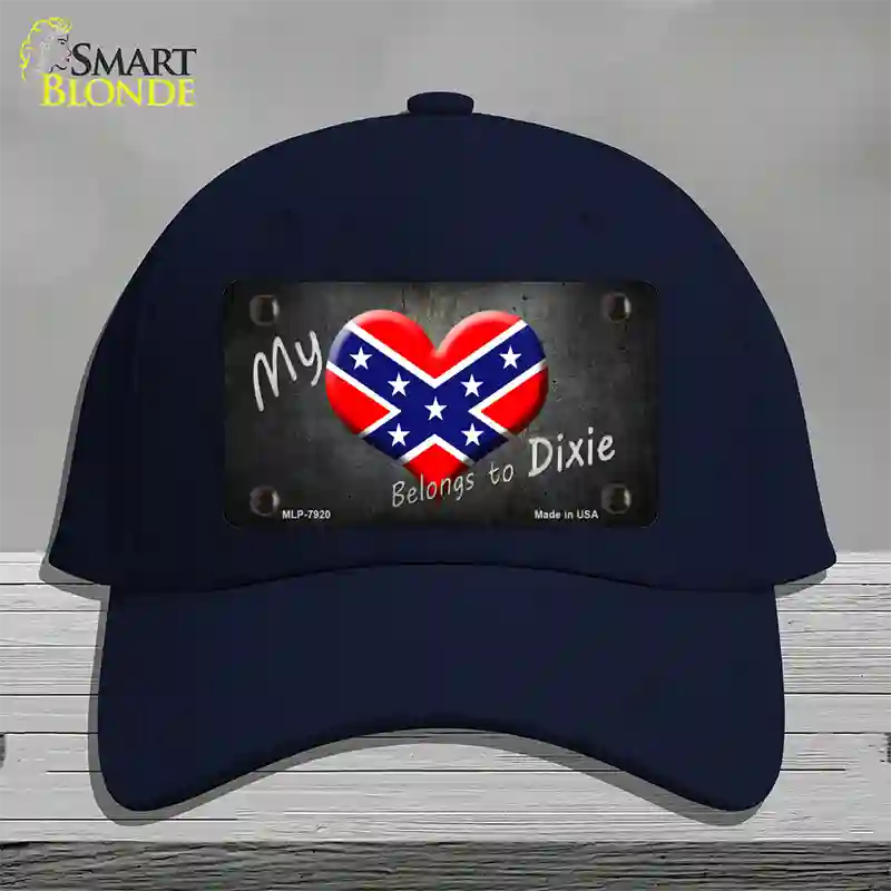 Heart Belongs To Dixie Novelty License Plate Hat Cotton / Navy