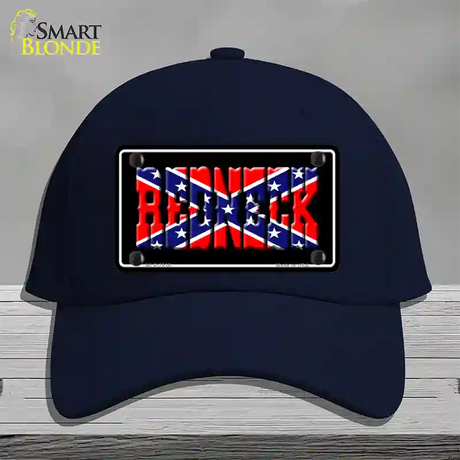 Redneck Confederate Flag Black Novelty License Plate Hat Cotton / Navy