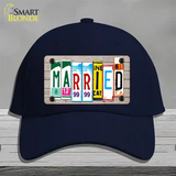 Married Wood License Plate Art Novelty License Plate Hat Cotton / Navy