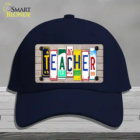 Teacher Wood License Plate Art Novelty License Plate Hat Cotton / Navy