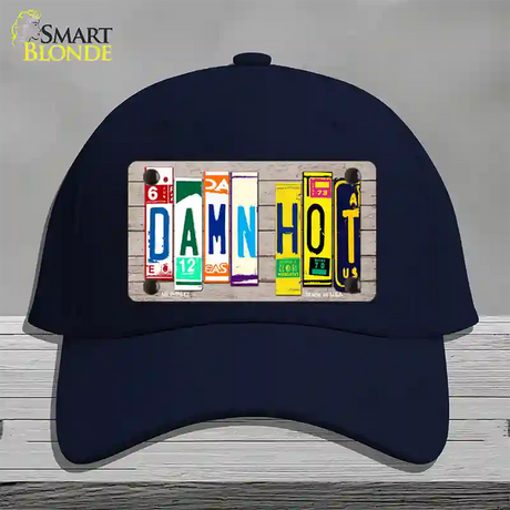 Damn Hot Wood License Plate Art Novelty License Plate Hat Cotton / Navy