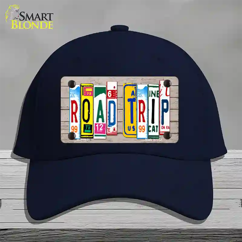 Road Trip Wood License Plate Art Novelty License Plate Hat Cotton / Navy