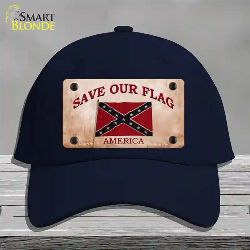 Save Our Flag Confederate Novelty License Plate Hat Cotton / Navy