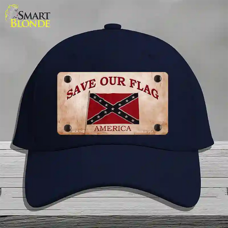 Save Our Flag Confederate Novelty License Plate Hat Cotton / Navy