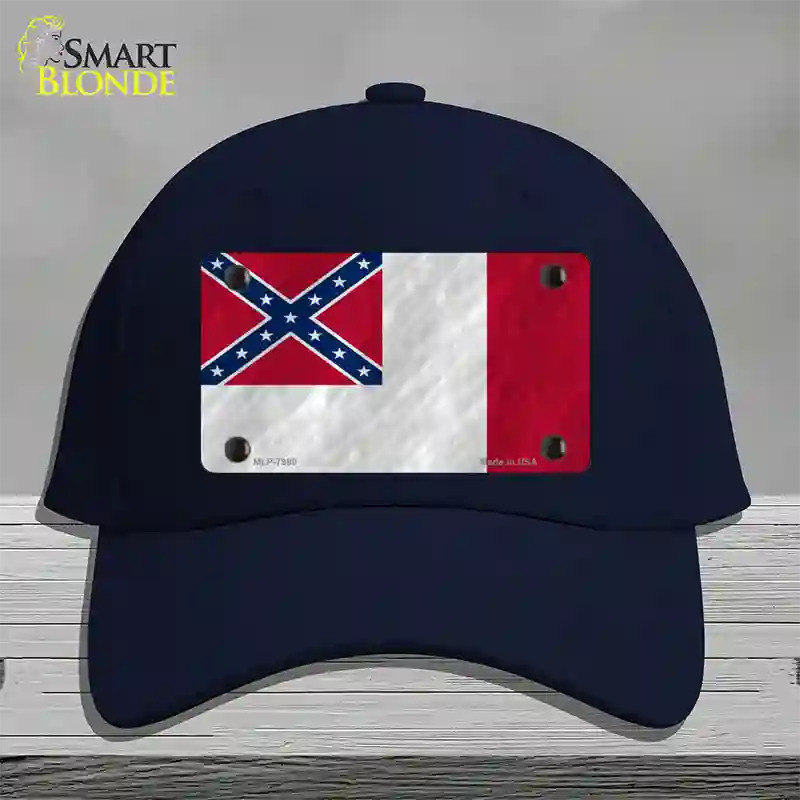 Third Confederate Flag Novelty License Plate Hat Cotton / Navy