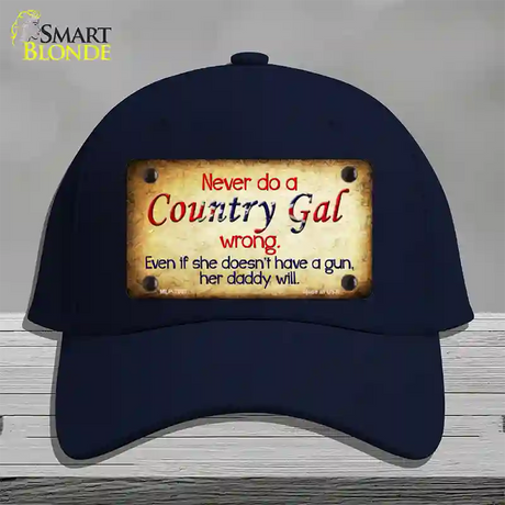 Country Gal Wrong Novelty License Plate Hat Cotton / Navy