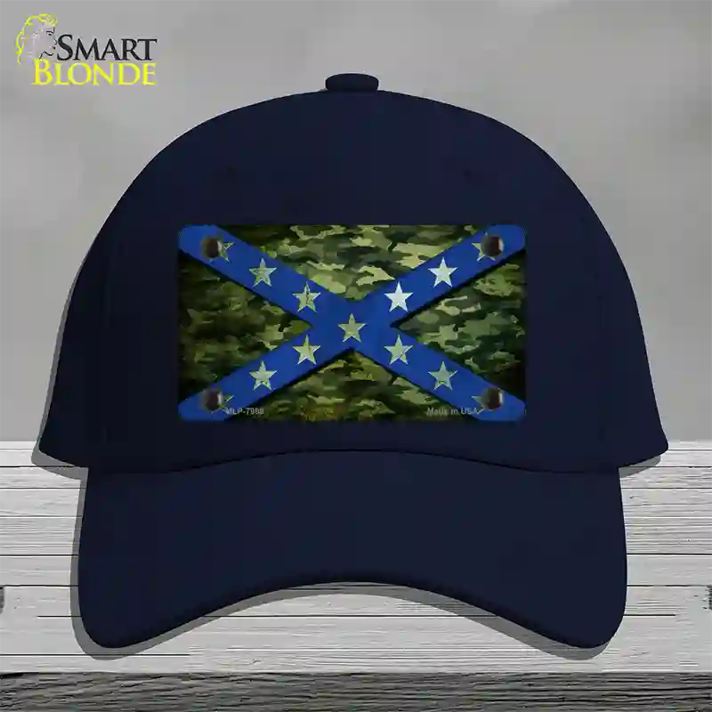 Confederate Stripes Blue Camo Novelty License Plate Hat Cotton / Navy