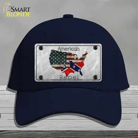 American Rebel Map Novelty License Plate Hat Cotton / Navy