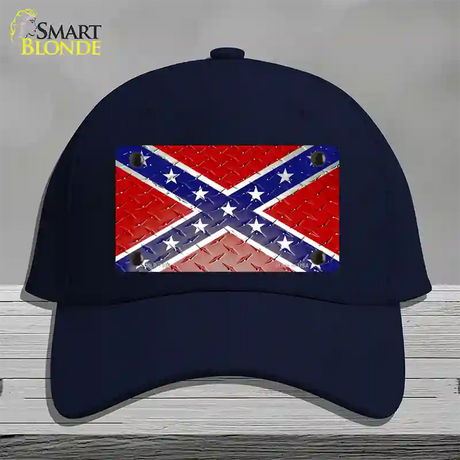 Confederate Flag Diamond Novelty License Plate Hat Cotton / Navy