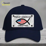 Proud American Christian Novelty License Plate Hat Cotton / Navy