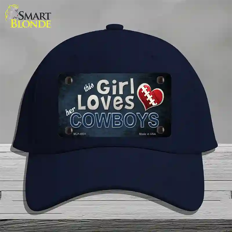 This Girl Loves Her Cowboys Novelty License Plate Hat Cotton / Navy