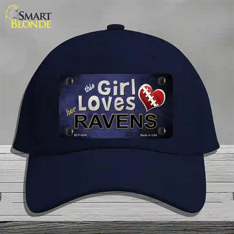 This Girl Loves Her Ravens Novelty License Plate Hat Cotton / Navy