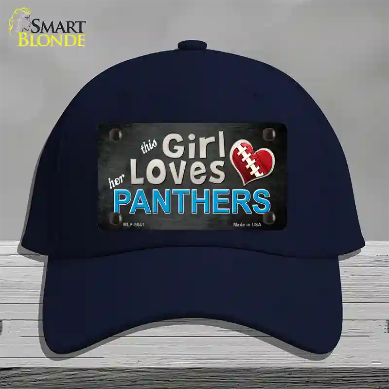 This Girl Loves Her Panthers Novelty License Plate Hat Cotton / Navy