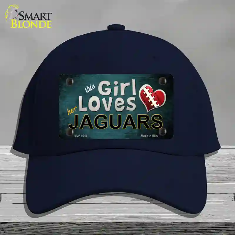 This Girl Loves Her Jaguars Novelty License Plate Hat Cotton / Navy