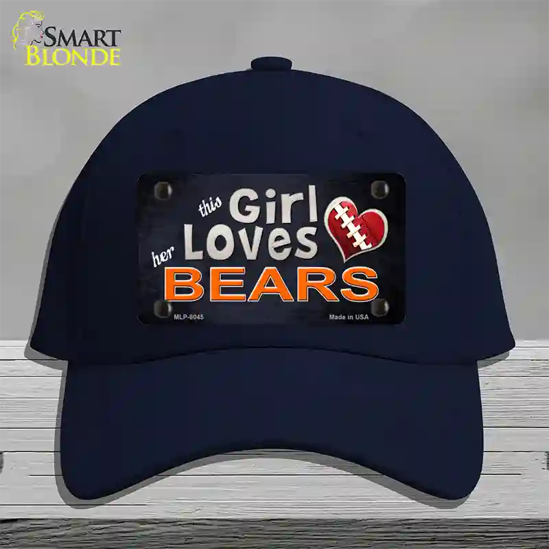 This Girl Loves Her Bears Novelty License Plate Hat Cotton / Navy