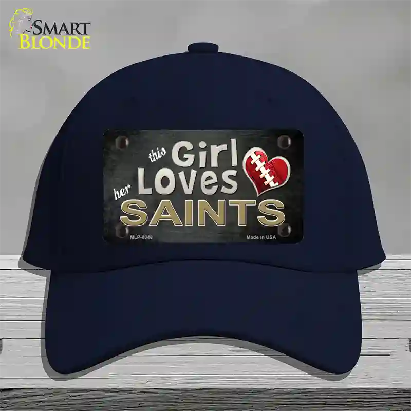 This Girl Loves Her Saints Novelty License Plate Hat Cotton / Navy