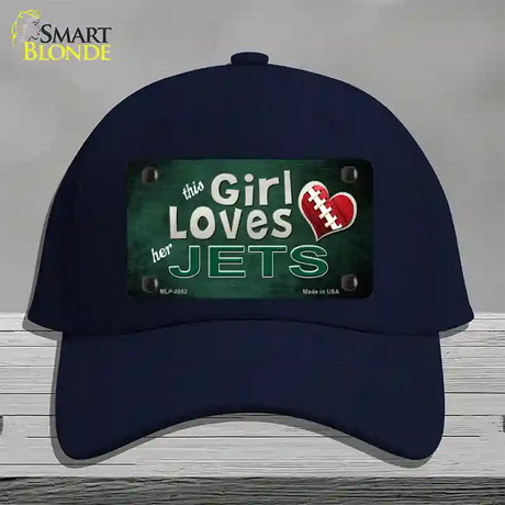 This Girl Loves Her Jets Novelty License Plate Hat Cotton / Navy