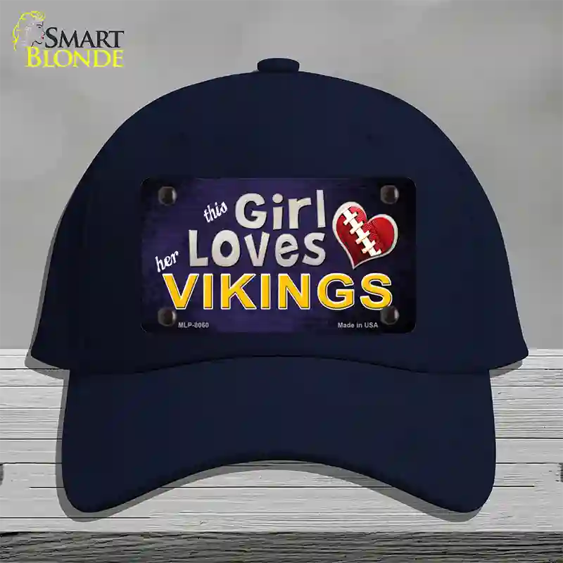 This Girl Loves Her Vikings Novelty License Plate Hat Cotton / Navy