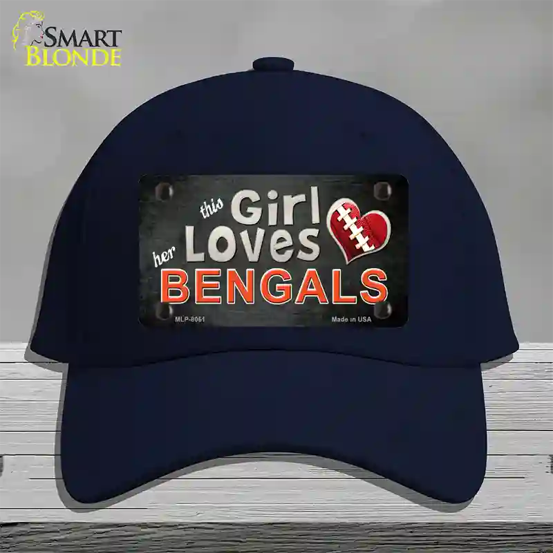 This Girl Loves Her Bengals Novelty License Plate Hat Cotton / Navy