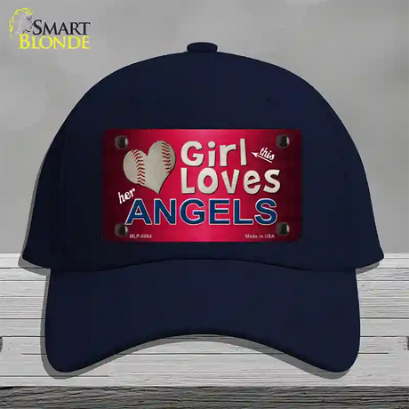 This Girl Loves Her Angels Novelty License Plate Hat Cotton / Navy