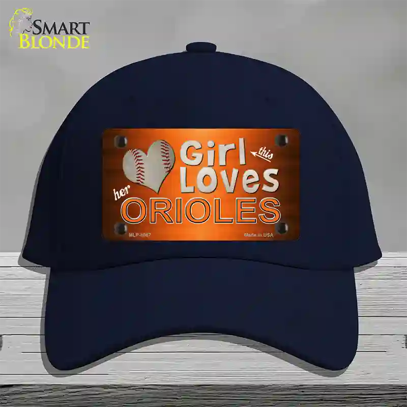 This Girl Loves Her Orioles Novelty License Plate Hat Cotton / Navy