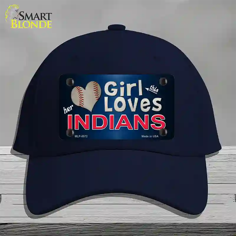 This Girl Loves Her Indians Novelty License Plate Hat Cotton / Navy