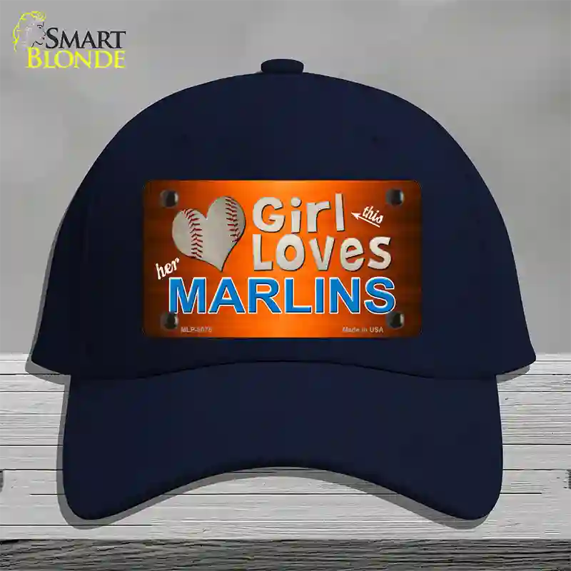 This Girl Loves Her Marlins Novelty License Plate Hat Cotton / Navy