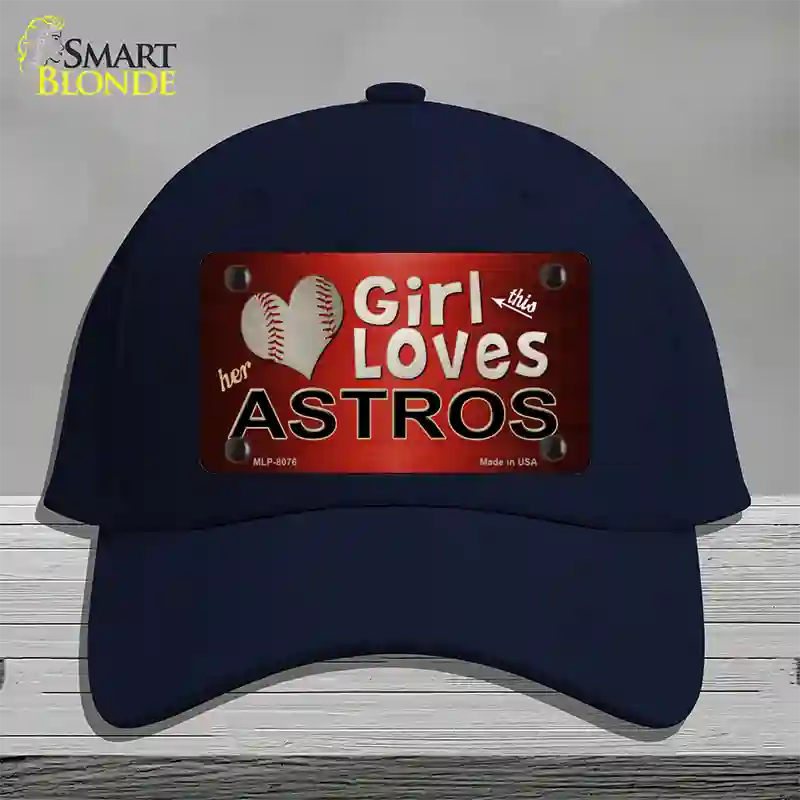 This Girl Loves Her Astros Novelty License Plate Hat Cotton / Navy