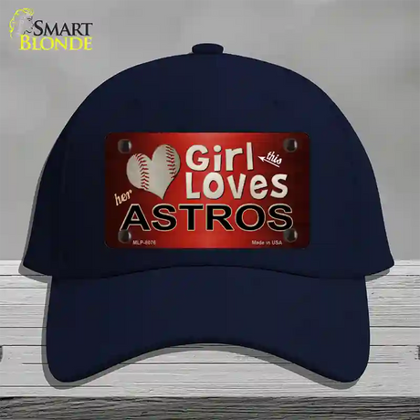 This Girl Loves Her Astros Novelty License Plate Hat Cotton / Navy