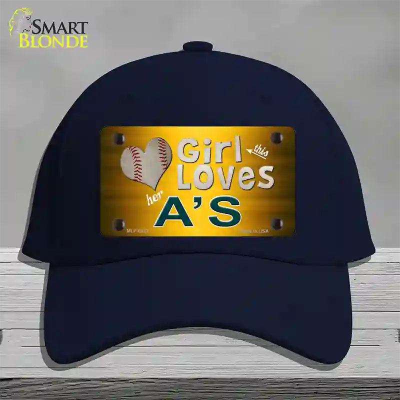 This Girl Loves Her Athletics Novelty License Plate Hat Cotton / Navy