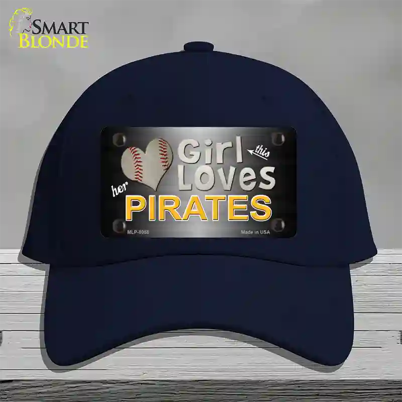 This Girl Loves Her Pirates Novelty License Plate Hat Cotton / Navy