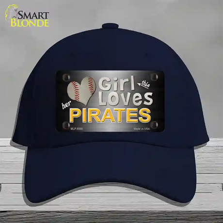 This Girl Loves Her Pirates Novelty License Plate Hat Cotton / Navy