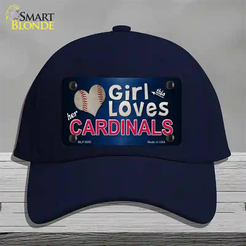 This Girl Loves Her Cardinals Baseball Novelty License Plate Hat Cotton / Navy