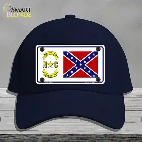 Confederate Flag North Carolina Novelty License Plate Hat Cotton / Navy