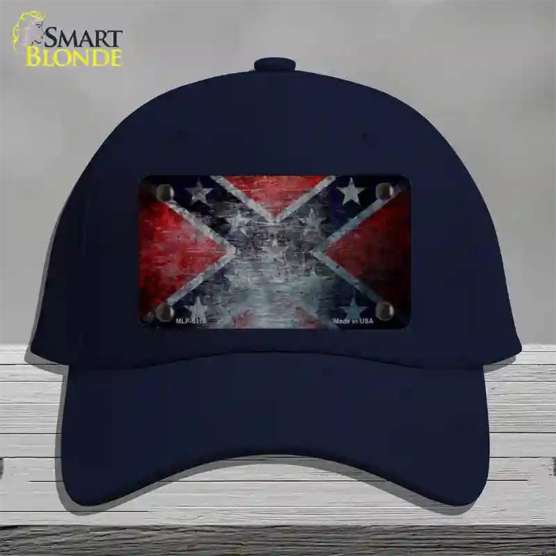 Confederate Flag Scratched Novelty License Plate Hat Cotton / Navy