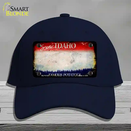 Idaho Rusty Blank Novelty License Plate Hat Cotton / Navy