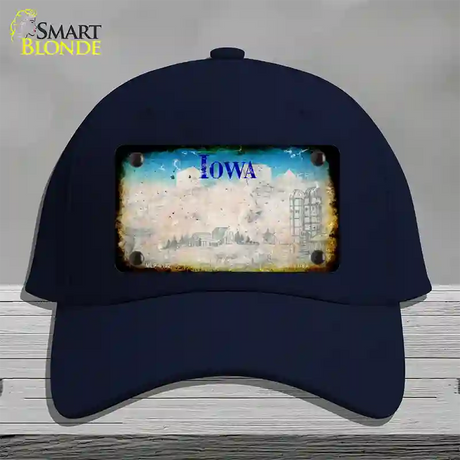 Iowa Rusty Blank Novelty License Plate Hat Cotton / Navy