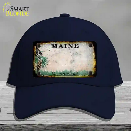 Maine Rusty Blank Novelty License Plate Hat Cotton / Navy