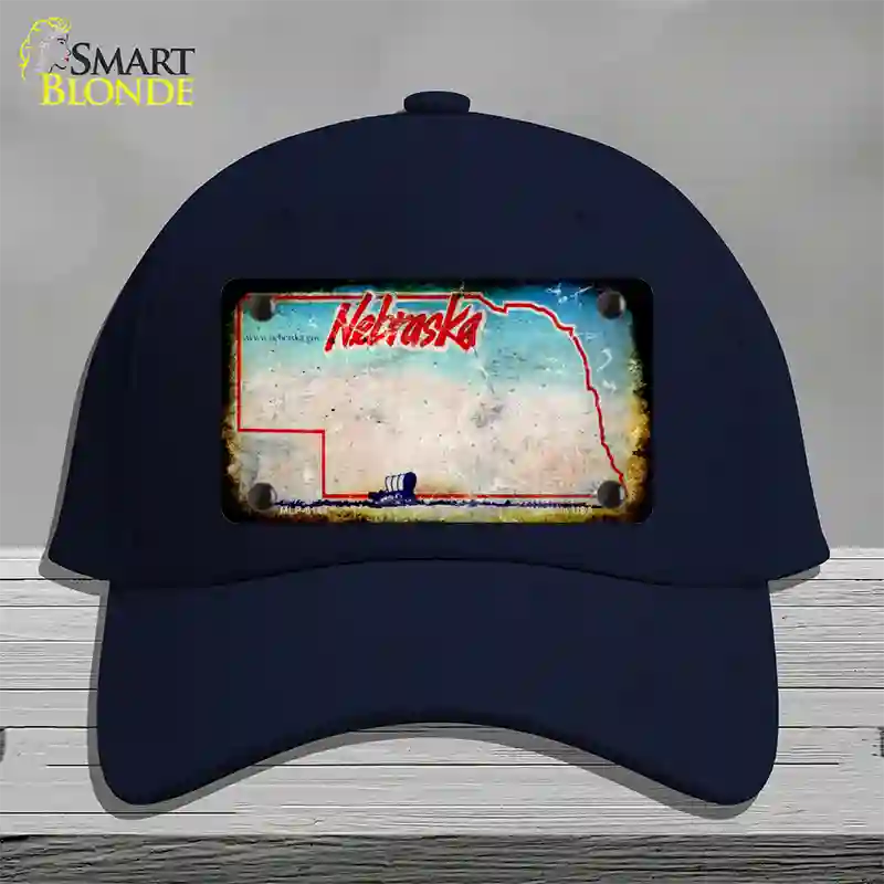 Nebraska Rusty Blank Novelty License Plate Hat Cotton / Navy