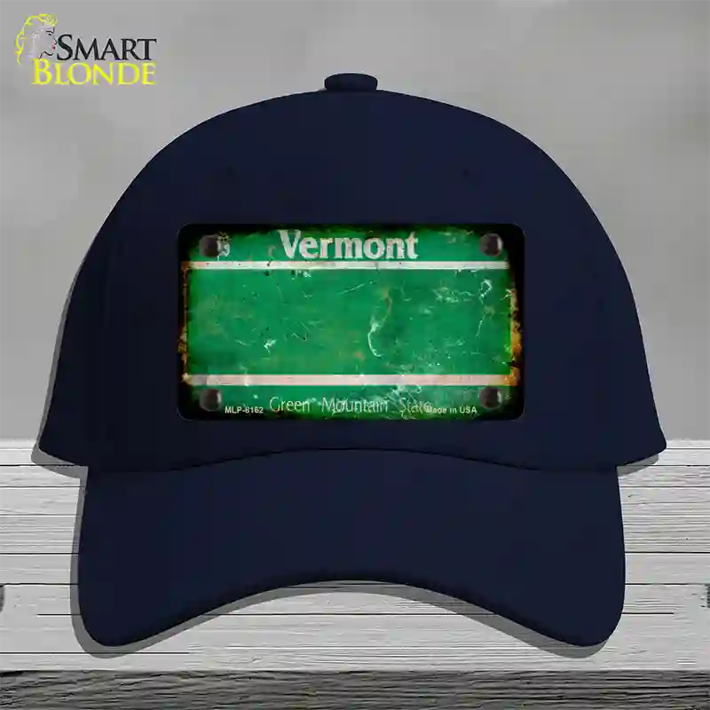 Vermont Rusty Blank Novelty License Plate Hat Cotton / Navy