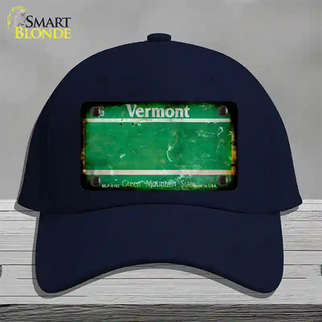 Vermont Rusty Blank Novelty License Plate Hat Cotton / Navy